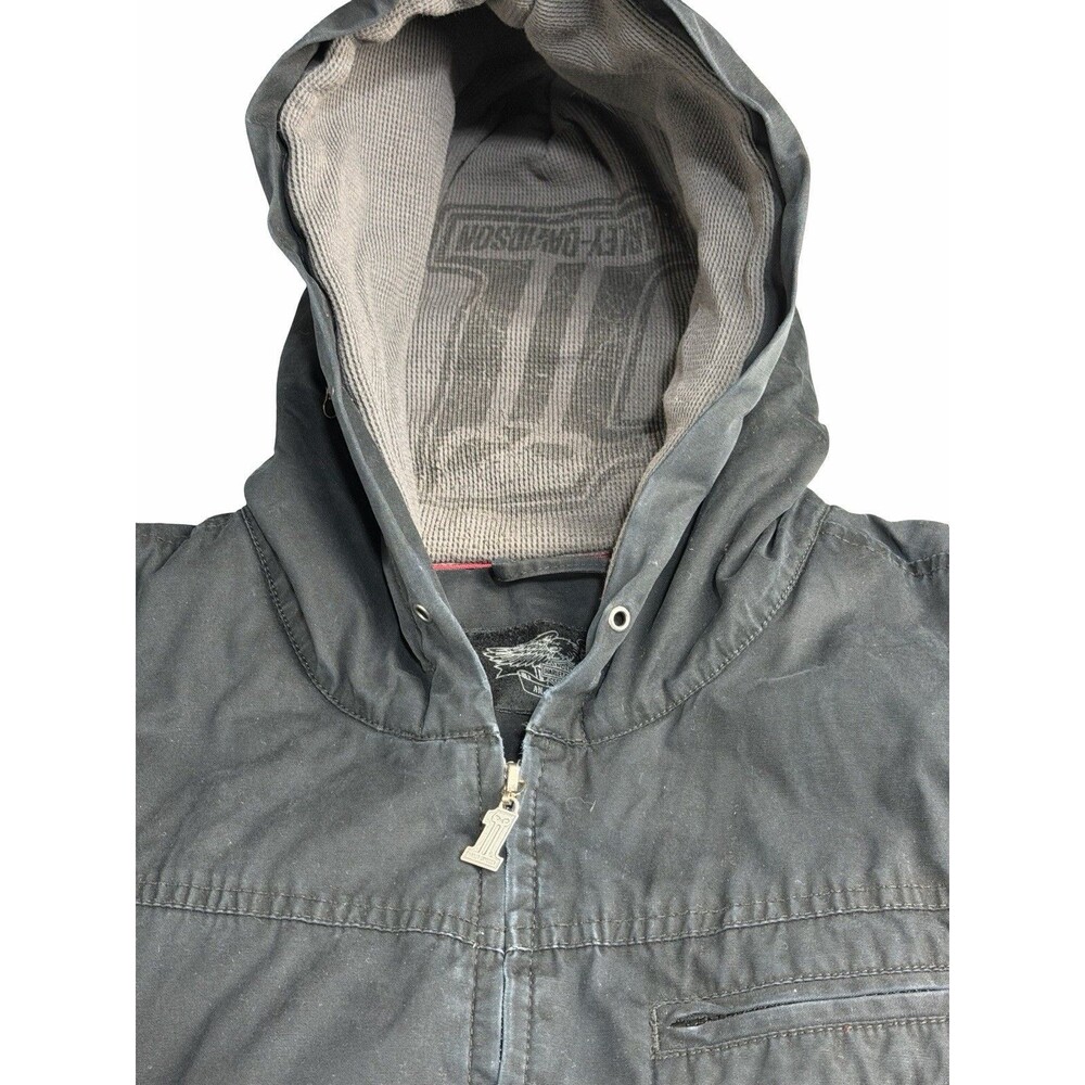 Harley Davidson HDMC Jacket Mens 2XL Black Hooded Willie G No 1 Skull Bomber
